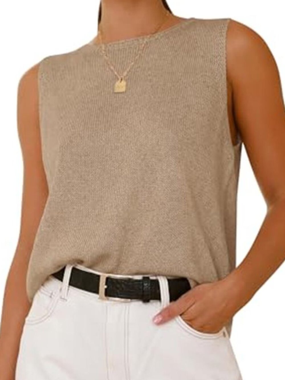 Sleeveless Sweater Tops for Women 2026 Crew Neck Lightweight Casual Loose